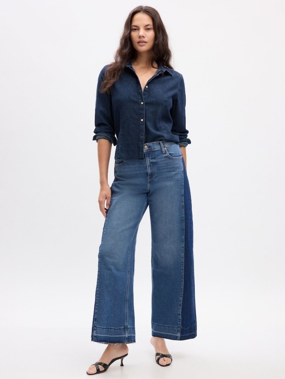 Gap High Rise Stride Two-tone Panel Jeans Size 32 / 14S Wide Leg